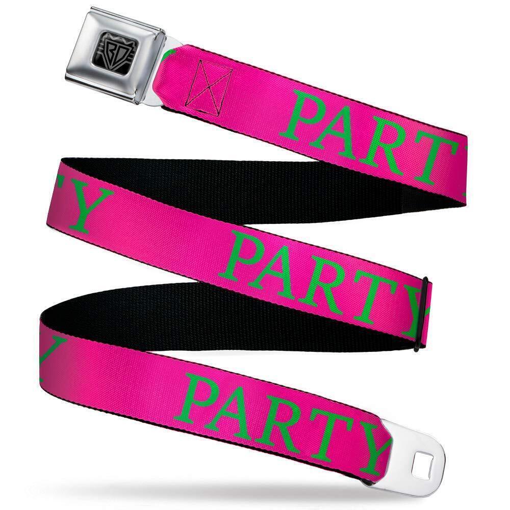 7195 Seatbelt Belt Party Quote Kids, Pink/Green, 1.0" Wide-20-36 Inches
